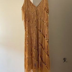 1920 Style Gold Tassel Flapper Dress. NWOT
